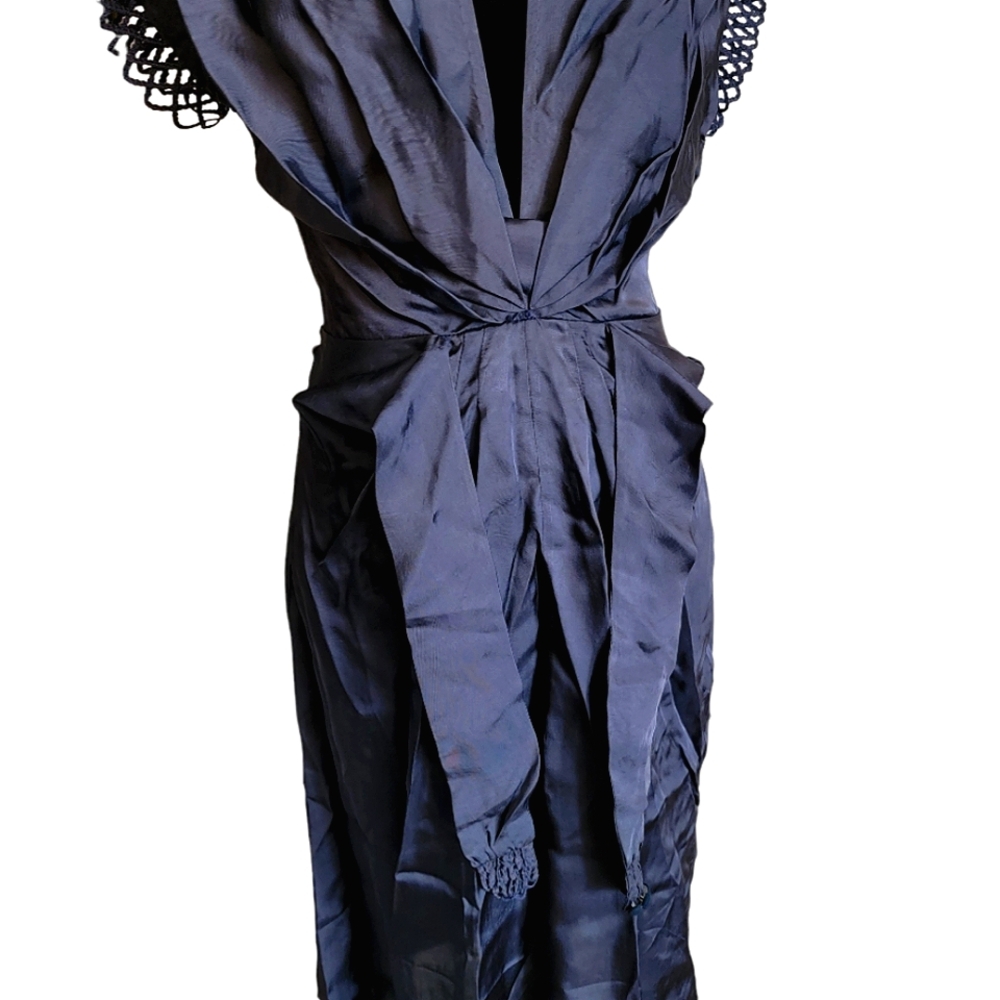 BCBGMAXAZRIA Navy Blue Iridescent Wrap Cocktail Dress NEW - Picture 7 of 16